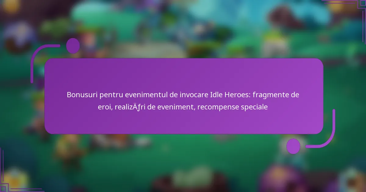 Bonusuri pentru evenimentul de invocare Idle Heroes: fragmente de eroi, realizări de eveniment, recompense speciale