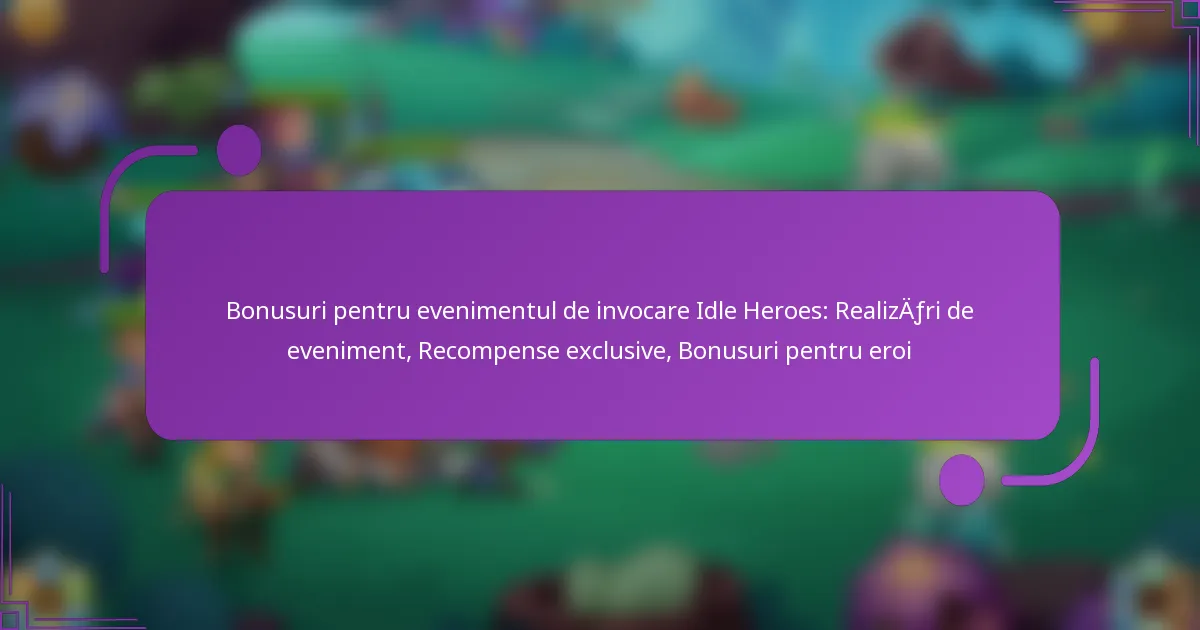 Bonusuri pentru evenimentul de invocare Idle Heroes: Realizări de eveniment, Recompense exclusive, Bonusuri pentru eroi