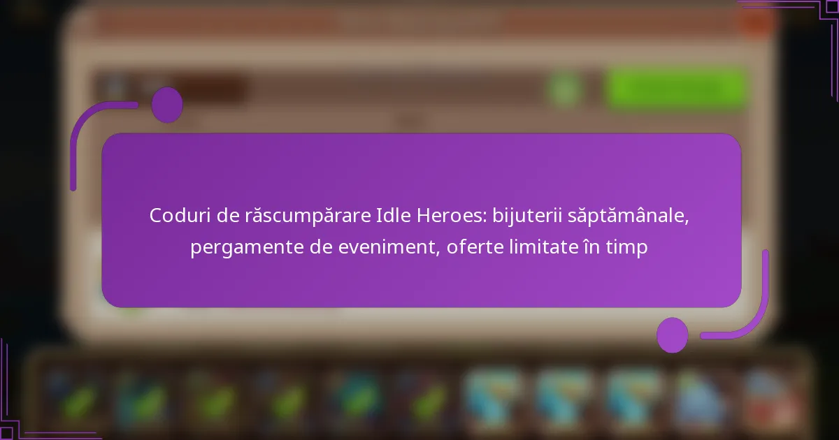 Coduri de răscumpărare Idle Heroes: bijuterii săptămânale, pergamente de eveniment, oferte limitate în timp