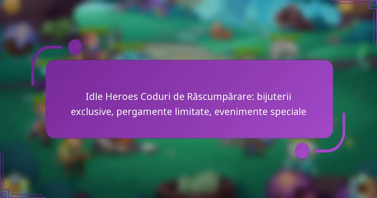 Idle Heroes Coduri de Răscumpărare: bijuterii exclusive, pergamente limitate, evenimente speciale