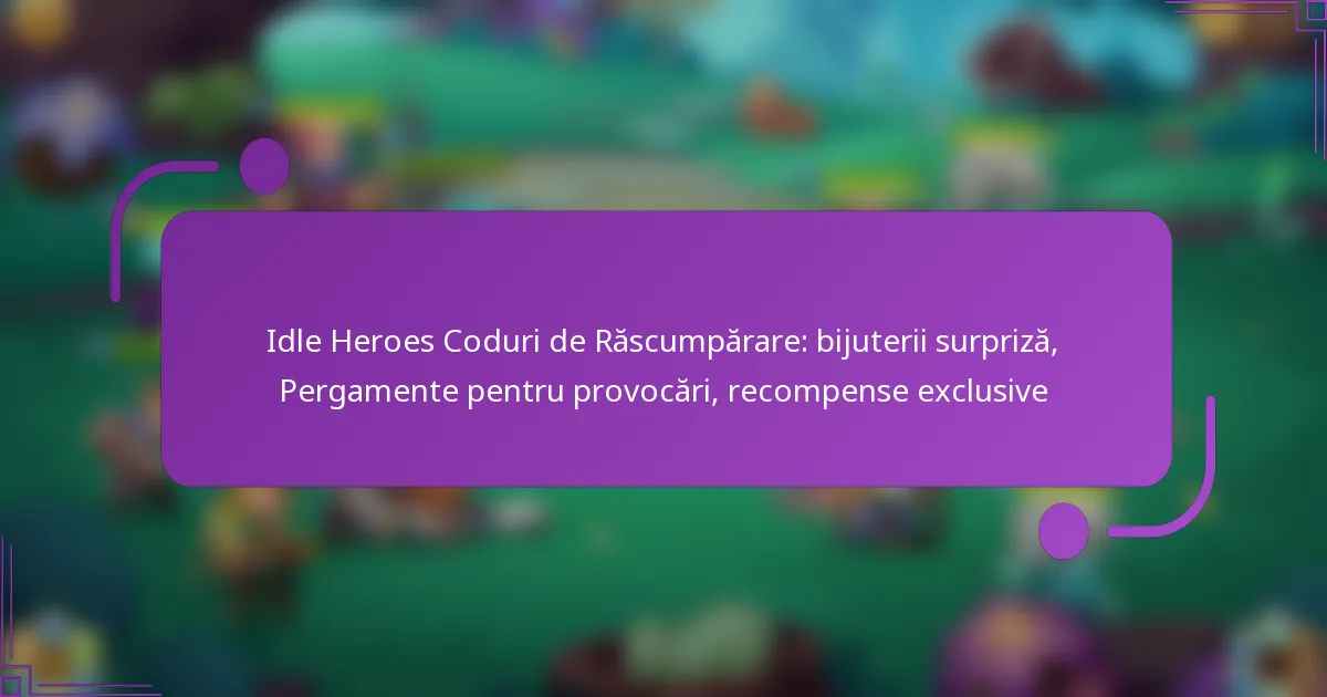 Idle Heroes Coduri de Răscumpărare: bijuterii surpriză, Pergamente pentru provocări, recompense exclusive
