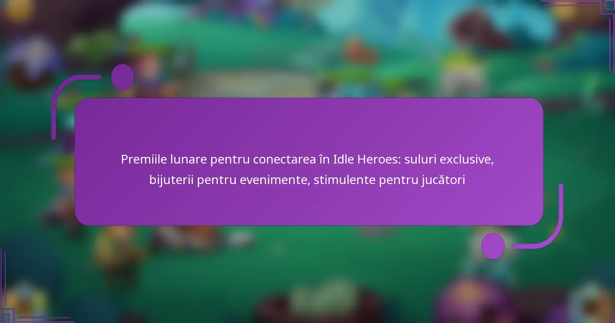 Premiile lunare pentru conectarea în Idle Heroes: suluri exclusive, bijuterii pentru evenimente, stimulente pentru jucători